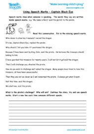 Worksheets for kids - using speech marks – captain black eye